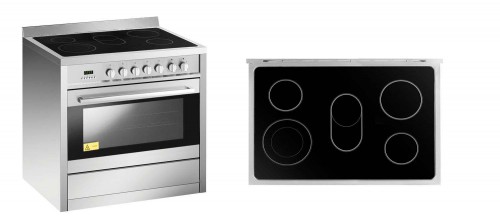 Ceramic range with 5 zones and electric oven 900x600x900mm