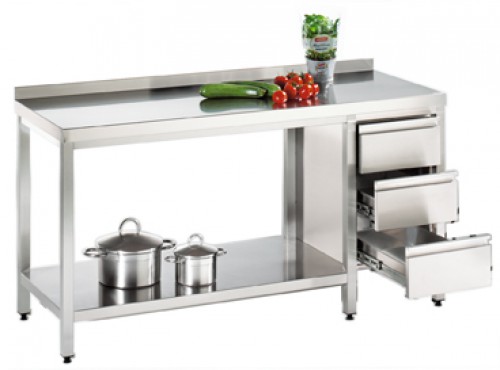 Work table, 1100x600x850mm, made of stainless steel 1.4301