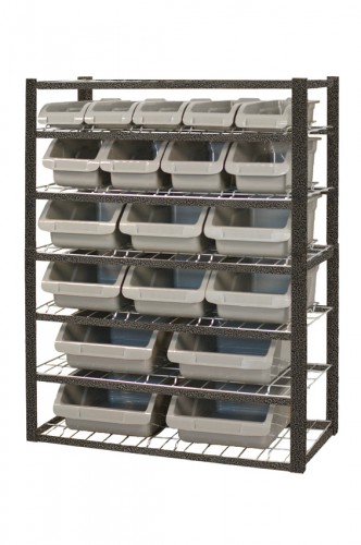 Bin rack, 872x412x1145 mm, durable silver laminate steel