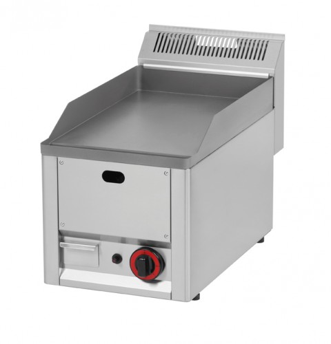 Fry top gas with smooth stainless steel surface