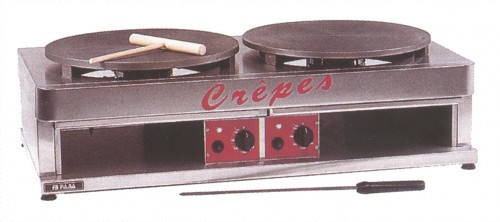 Crepes machine on gas with 2 baking areas