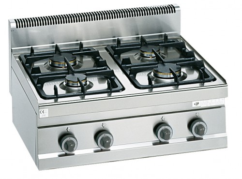 Top gas range with 4 burners