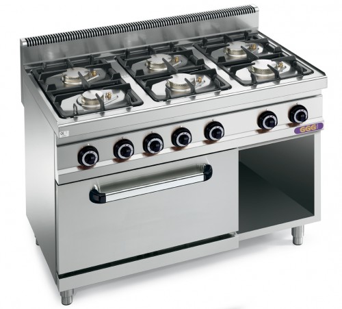 6-BURNER STOVE WITH 2/1 ELECTRIC OVEN