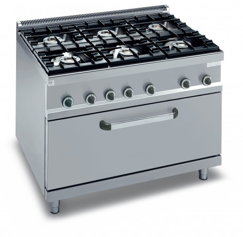 6 BURNER GAS COOKER ON LARGE GAS OVEN