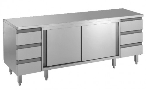 Cupboard, 1800x600x850mm, with drawer block right & left,