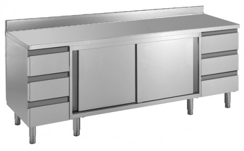 Cupboard, 2000x600x850mm, with drawer block right & left,