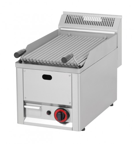 Grill à pierre de lave, au gaz, 330 x 600 x 290 mm, en acier inoxydable, 4 kW