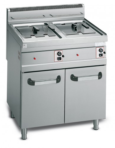 GAS FRYER WITH CABINET - TWIN TANK 10 + 10 LT