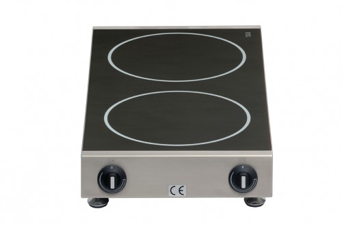 Desk top indiction cooker with 2 cooking zones