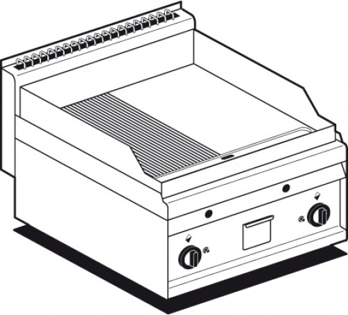 GRILLADE GAZ - PLAQUE 1/2LISSE 1/2 NERVUREE