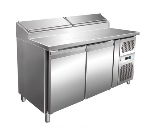 Pizza counter with2 doors, stainless steel