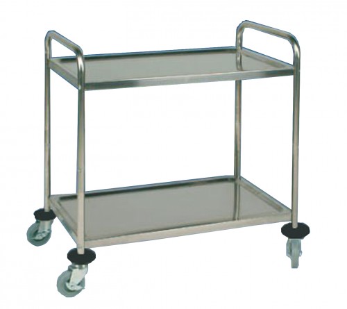 Trolley with 2 shelves, chrom nickel steel