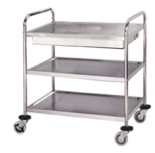 Trolley with 2 shelves, chrome nickel steel