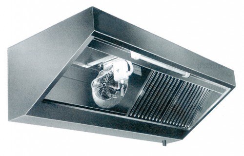 Wall mounted hood with motor, 1000x700x450 mm with control unit