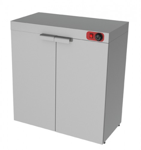 Hot cupboard of stainless steel with 2 doors