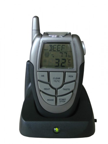 Grill-thermometer with remote receptor