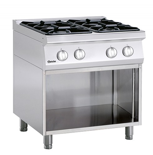 Gas stove 700, W800, 4 Burners, open base unit