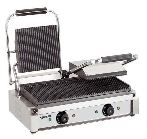 Contact grill, double, grooved