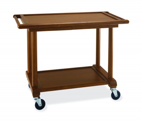 Wood trolleys - walnut finish - 2 shelves