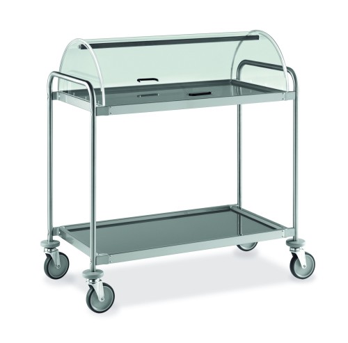 Stainless steel trolleys - 2 shelves - Acrylic dome - cm 108x59x112