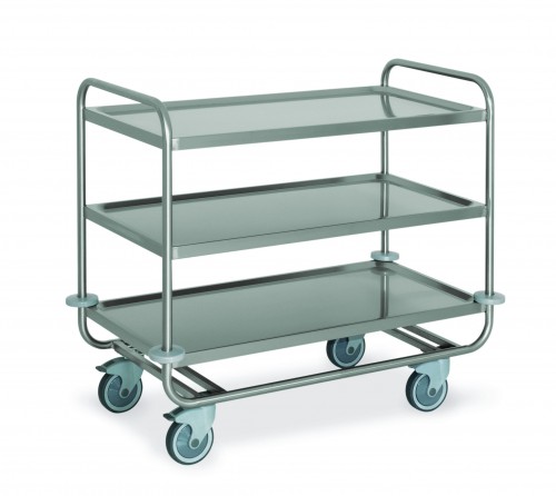 Stainless steel heavy-duty trolleys - 3 pressed shelves - cm 109x59x91