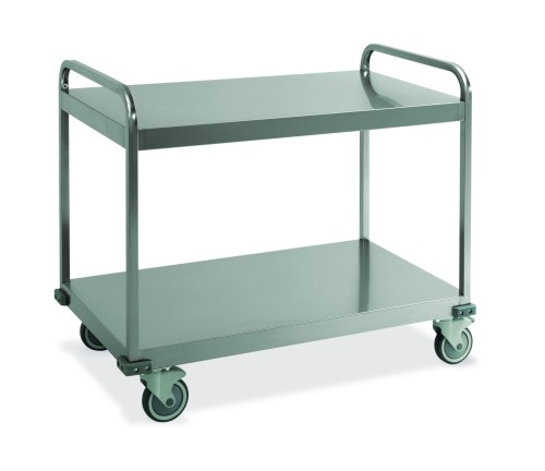 Heavy duty stainless steel service trolleys - 2 Sheet steel shelves - cm 108x61x93