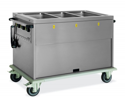 Bain Marie trolleys - Wells with separate temperature control - 3x GN 1/1