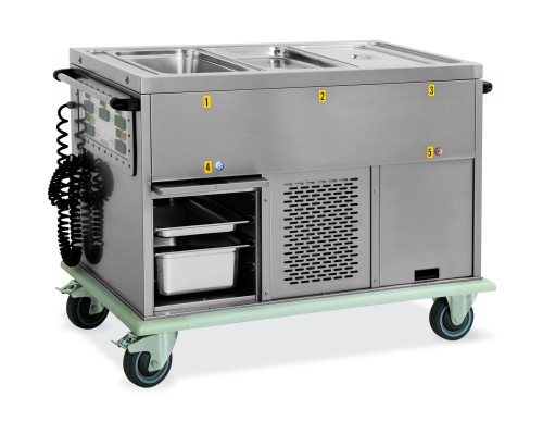 Bain Marie trolleys - Separate wells 3x1/1 GN - 1 Heated lower compartments,1 refrigerated