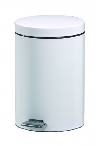 Waste bin in white epoxy powder coated steel - 14 L - Pedal operated opening