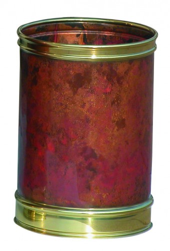 Litter bin in burnt copper with brass edges - cm Ø; 23x30