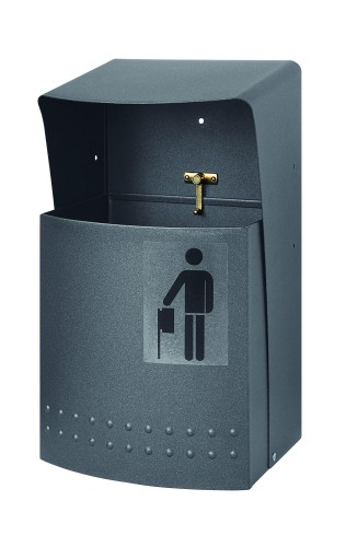 Outdoor wall-mounted litter bin - charcoal lacquer metal - cm 28x25x49