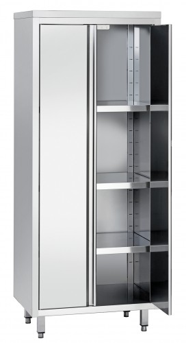 Armoire haute 600, L1400, 2 portes coulissantes, Acier inoxydable