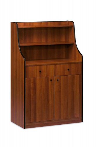 Service cabinets melamine walnut, 2 hopper, top, 2 drawers