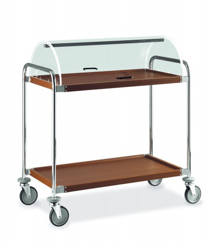 Chrome-plated steel trolleys - 2 shelves - cm 87x59x96