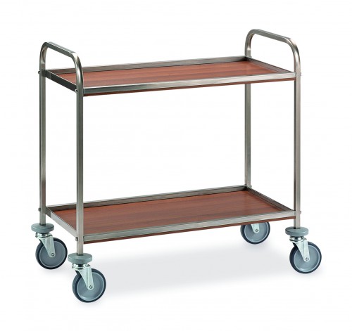 Stainless steel trolleys - 2 Melamine-faced shelves - cm 61x52x95