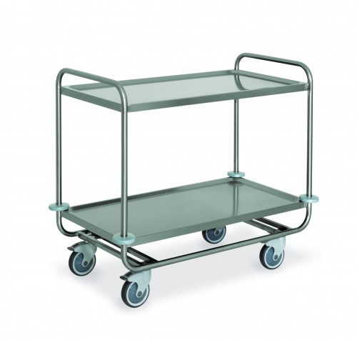 Stainless steel heavy-duty trolleys - 2 pressed shelves - cm 109x69x91