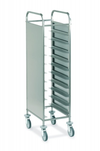 EN Tray trolleys - Stainless steel panels on 2 sides - Loading capacity 12 EN