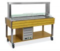 Hot buffet mobile counters with adjustable  sneeze guard - 2x1/1 GN - wengè stained