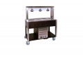 Hot buffet mobile counters with fixed  sneeze guard - 3x1/1 GN - wengè stained