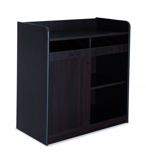 Service cabinets melamine RAL lacquered, 1 door, 1 open compartment, cutlery compartment