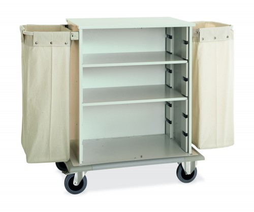 Housekeeping trolleys with cupboard - 2 Canvas bags - Doors