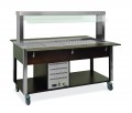 Hot buffet mobile counters with fixed  sneeze guard - 2x1/1 GN - wengè stained