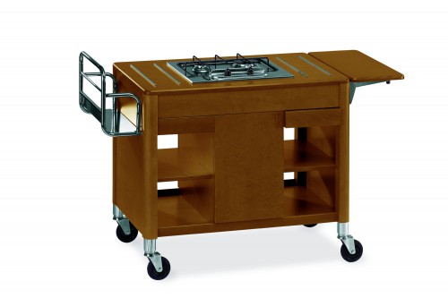 Flambé trolley - wengé finish - double burners