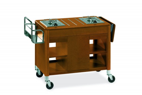 Flambé trolley - wengé finish - twin burners