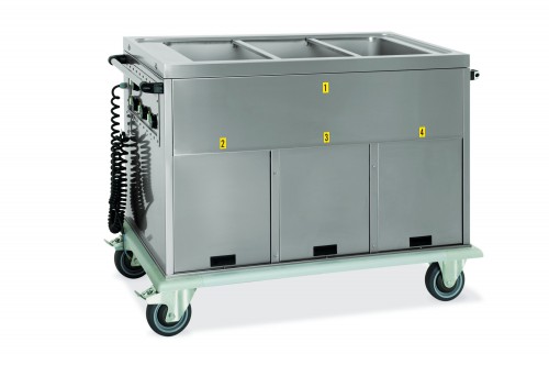 Bain Marie trolleys - Single well - 2x GN 1/1 - 2 Ambient lower compartments