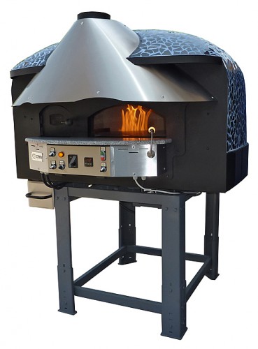 Mixed rotating gas-wood-burning pizza oven Black Mosaic