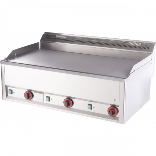 Fry top gas with smooth stainless steel surface