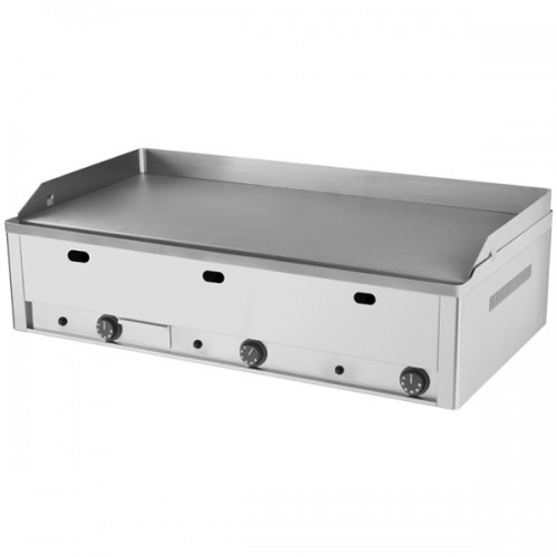 Fry top gas with smooth stainless steel surface