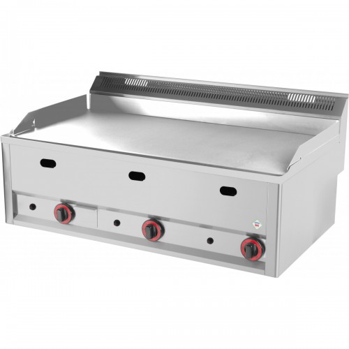 Fry top gas with smooth stainless steel surface