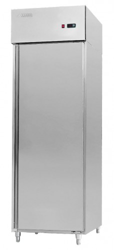 Refrigerator with fan assisted cooling, stainless steel